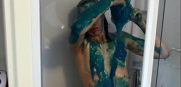  Oiled and Creamed Hot Girl Gunged in a Holiday Caravan Game